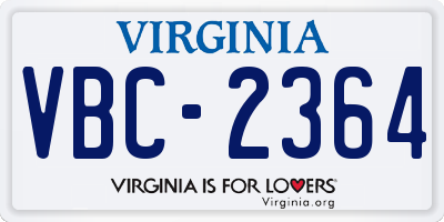 VA license plate VBC2364