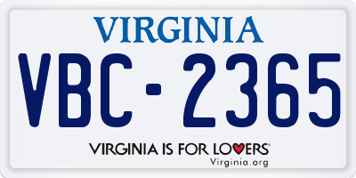 VA license plate VBC2365