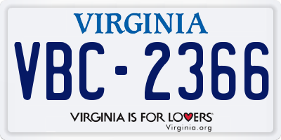 VA license plate VBC2366