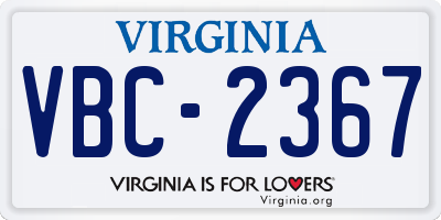 VA license plate VBC2367