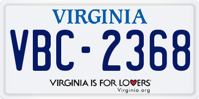 VA license plate VBC2368