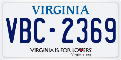 VA license plate VBC2369