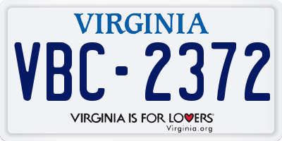 VA license plate VBC2372