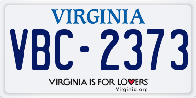 VA license plate VBC2373