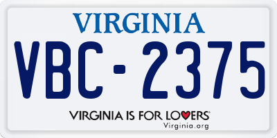 VA license plate VBC2375
