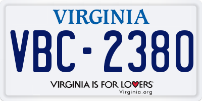 VA license plate VBC2380