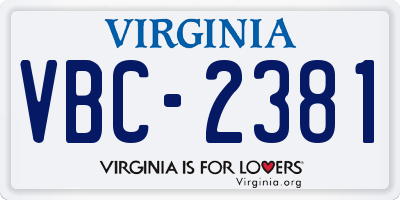 VA license plate VBC2381