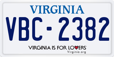 VA license plate VBC2382