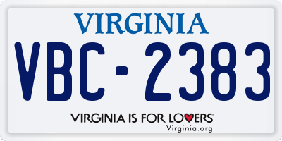 VA license plate VBC2383