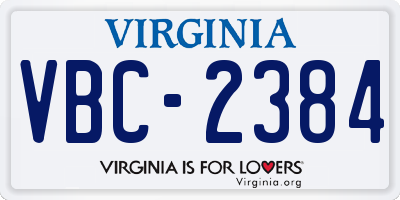 VA license plate VBC2384