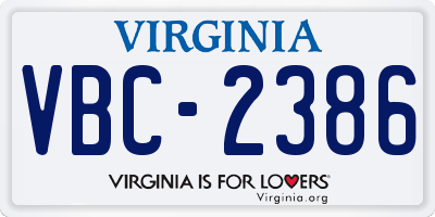 VA license plate VBC2386