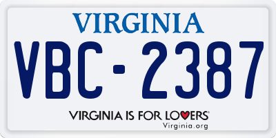 VA license plate VBC2387