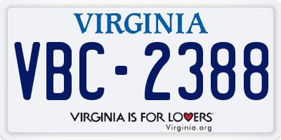 VA license plate VBC2388