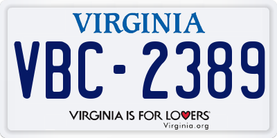VA license plate VBC2389