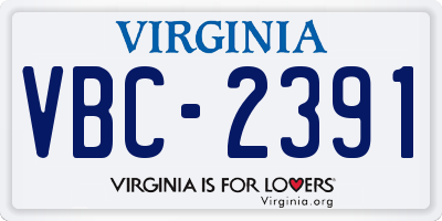 VA license plate VBC2391