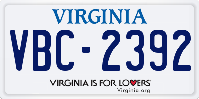 VA license plate VBC2392