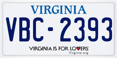 VA license plate VBC2393