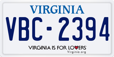 VA license plate VBC2394