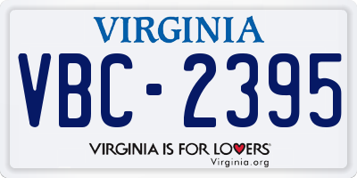 VA license plate VBC2395