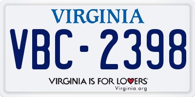 VA license plate VBC2398