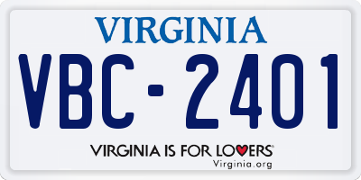 VA license plate VBC2401