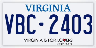 VA license plate VBC2403