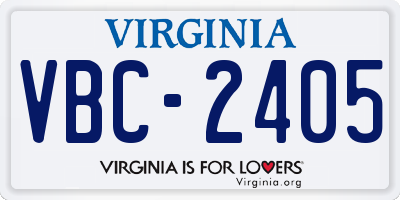 VA license plate VBC2405