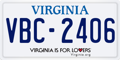 VA license plate VBC2406