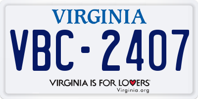 VA license plate VBC2407