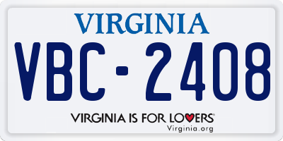 VA license plate VBC2408