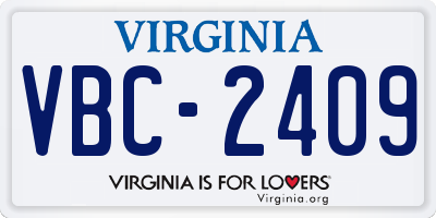 VA license plate VBC2409