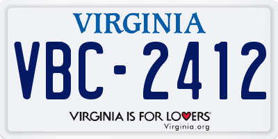 VA license plate VBC2412
