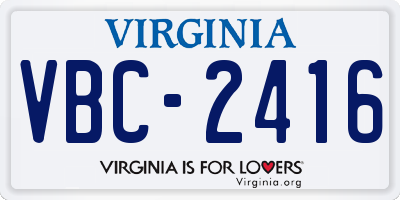 VA license plate VBC2416