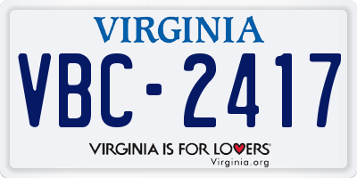 VA license plate VBC2417