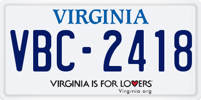 VA license plate VBC2418