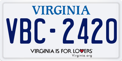 VA license plate VBC2420