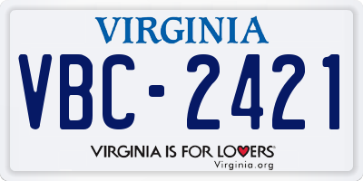 VA license plate VBC2421