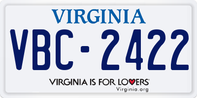 VA license plate VBC2422