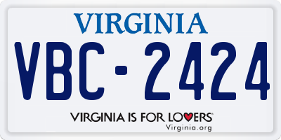 VA license plate VBC2424