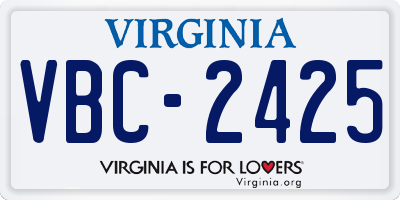 VA license plate VBC2425