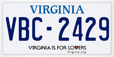 VA license plate VBC2429