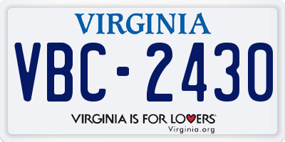VA license plate VBC2430