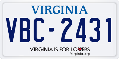 VA license plate VBC2431
