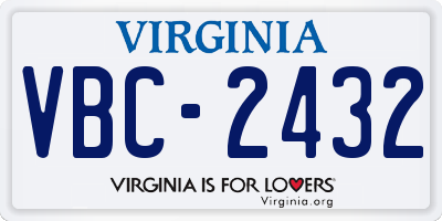 VA license plate VBC2432