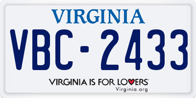 VA license plate VBC2433