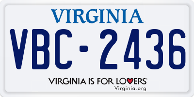 VA license plate VBC2436