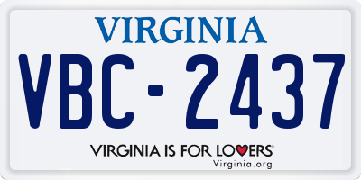 VA license plate VBC2437