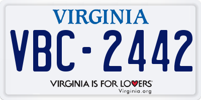 VA license plate VBC2442