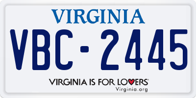 VA license plate VBC2445