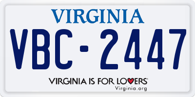 VA license plate VBC2447